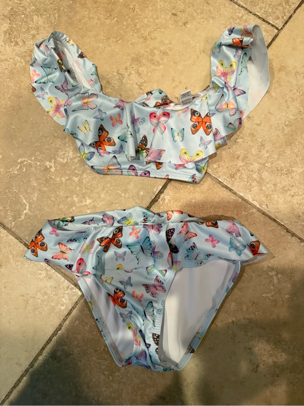 Stella Cove Light Blue Butterfly Ruffle Two-Piece Swimsuit
